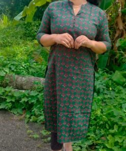 Alternative view of Dark green straight fit kurti