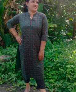 Dark green straight fit kurti