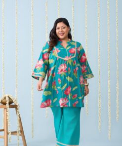 Rama Green Festive Co-ord Set With Bright Floral Print