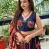 Deep Blue Elephant Applique Pure Reyon Lehenga Set