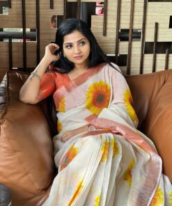 Alternative view of Cotton Linen Printed Saree
