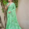 Linen saree with floral and digital prints