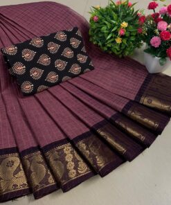 Alternative view of Premium Pure Chettinad Cotton Sarees with Kalamkari Blouse