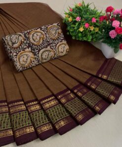 Premium Pure Chettinad Cotton Sarees with Kalamkari Blouse