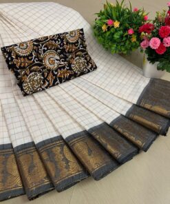 Premium Pure Chettinad Cotton Sarees with Kalamkari Blouse