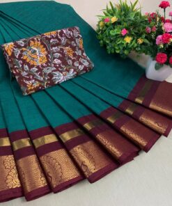 Premium Pure Chettinad Cotton Sarees with Kalamkari Blouse