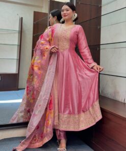 Anarkali Flared Kurti Pant Dupatta Set