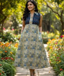 Hand Block Printed Cotton Midi Kurti
