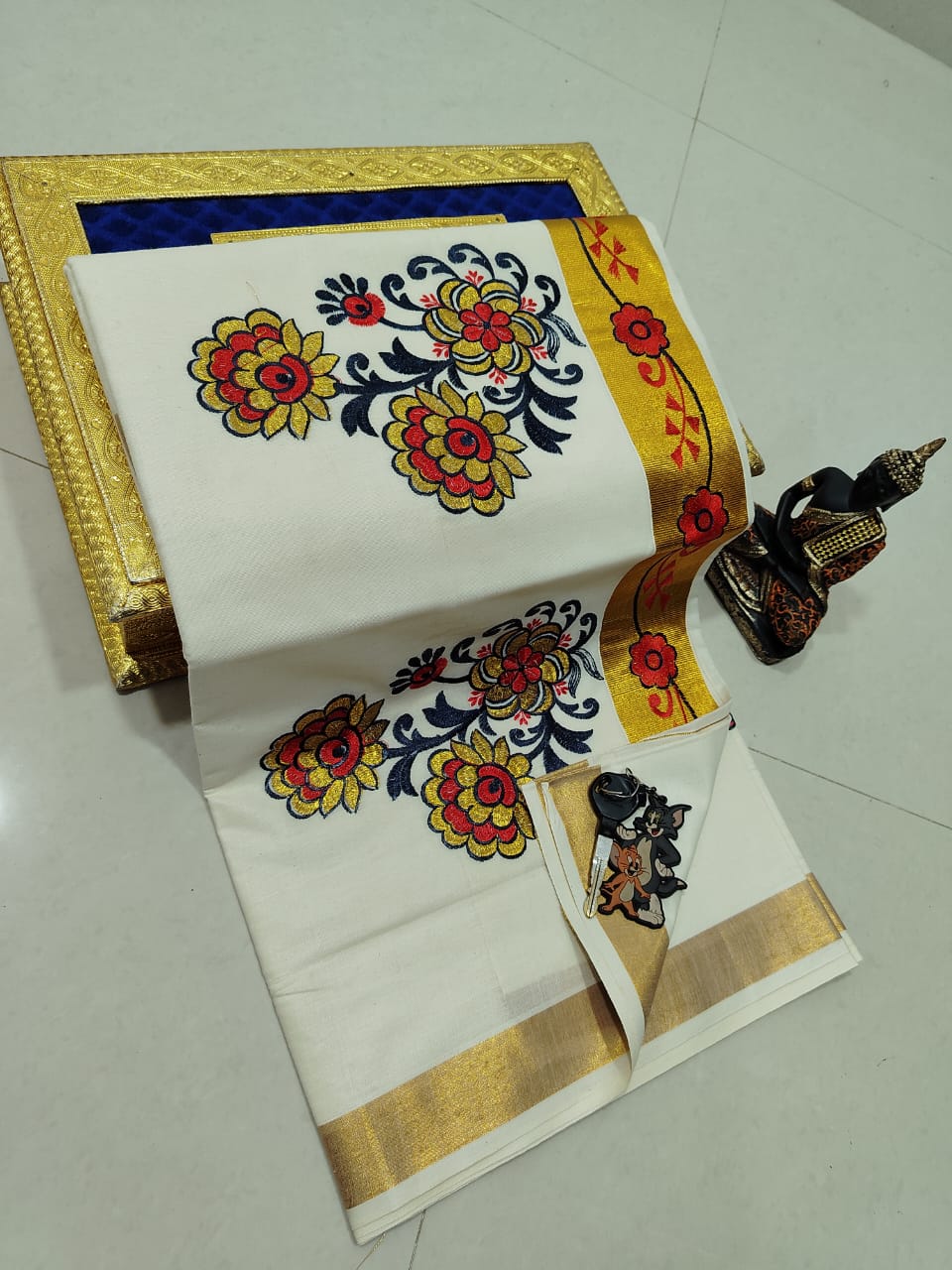 Kerala Cotton Saree with Embroidery