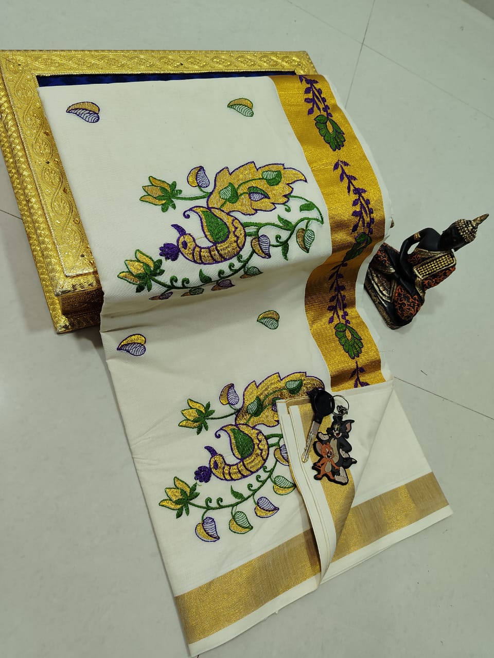 Kerala Cotton Saree with Embroidery
