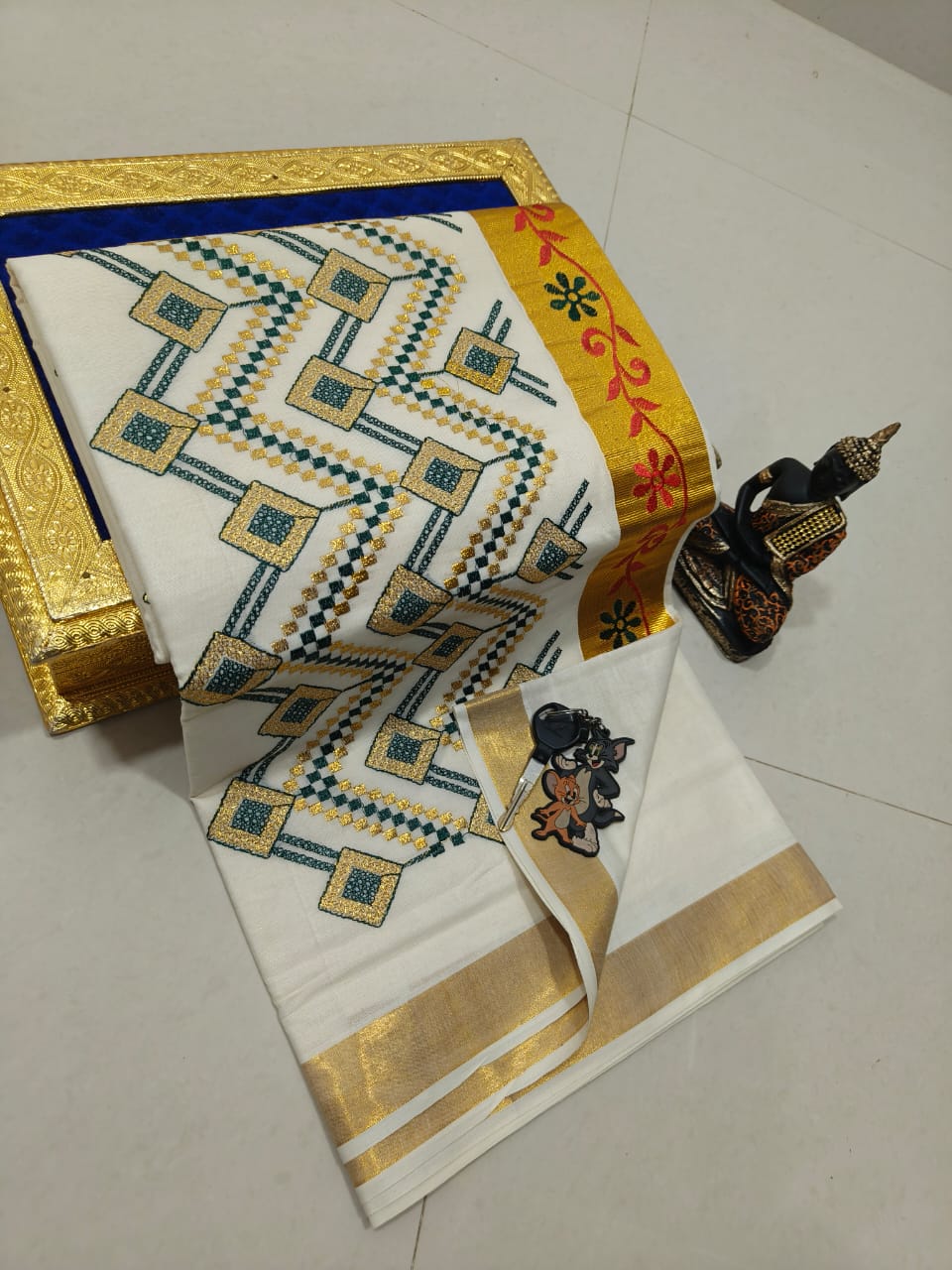 Kerala Cotton Saree with Embroidery