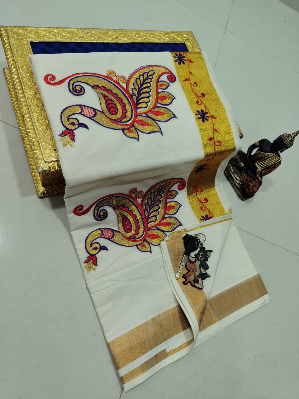 Kerala Cotton Saree with Embroidery
