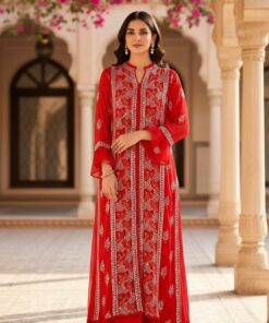 Alternative view of Lucknow Georgette Chikankari Long Kurti