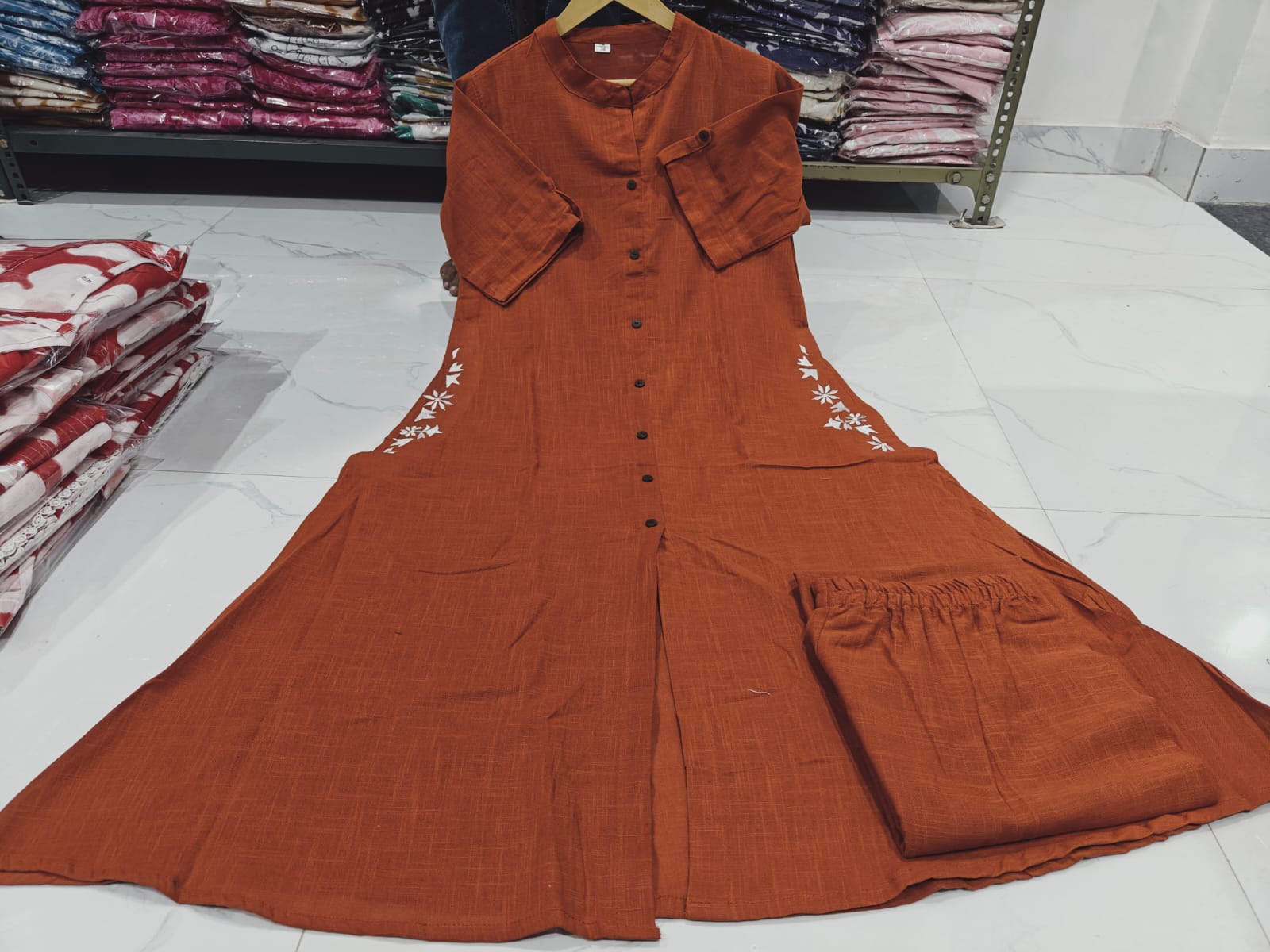 Premium Cotton Slub A-Line Kurta Set - Image 3
