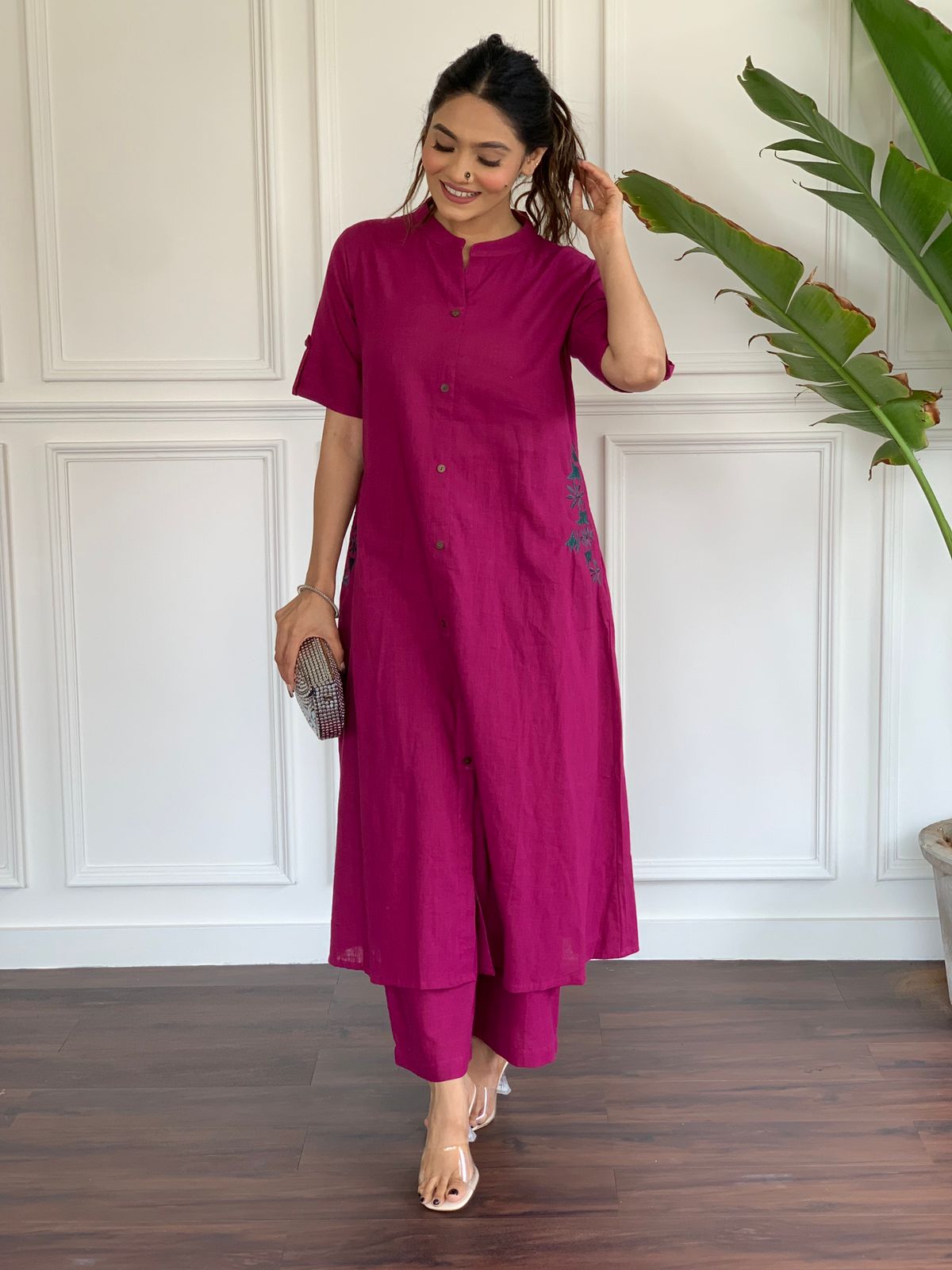 Premium Cotton Slub A-Line Kurta Set