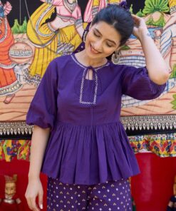 Alternative view of Cotton Kurti Palazzo Set.