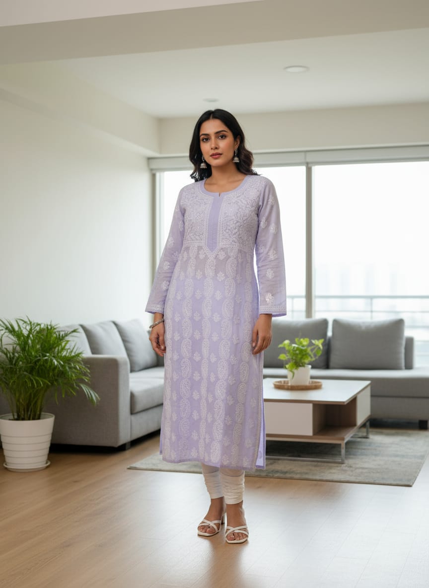Premium Voile Cotton Chikankari Kurti - Image 3