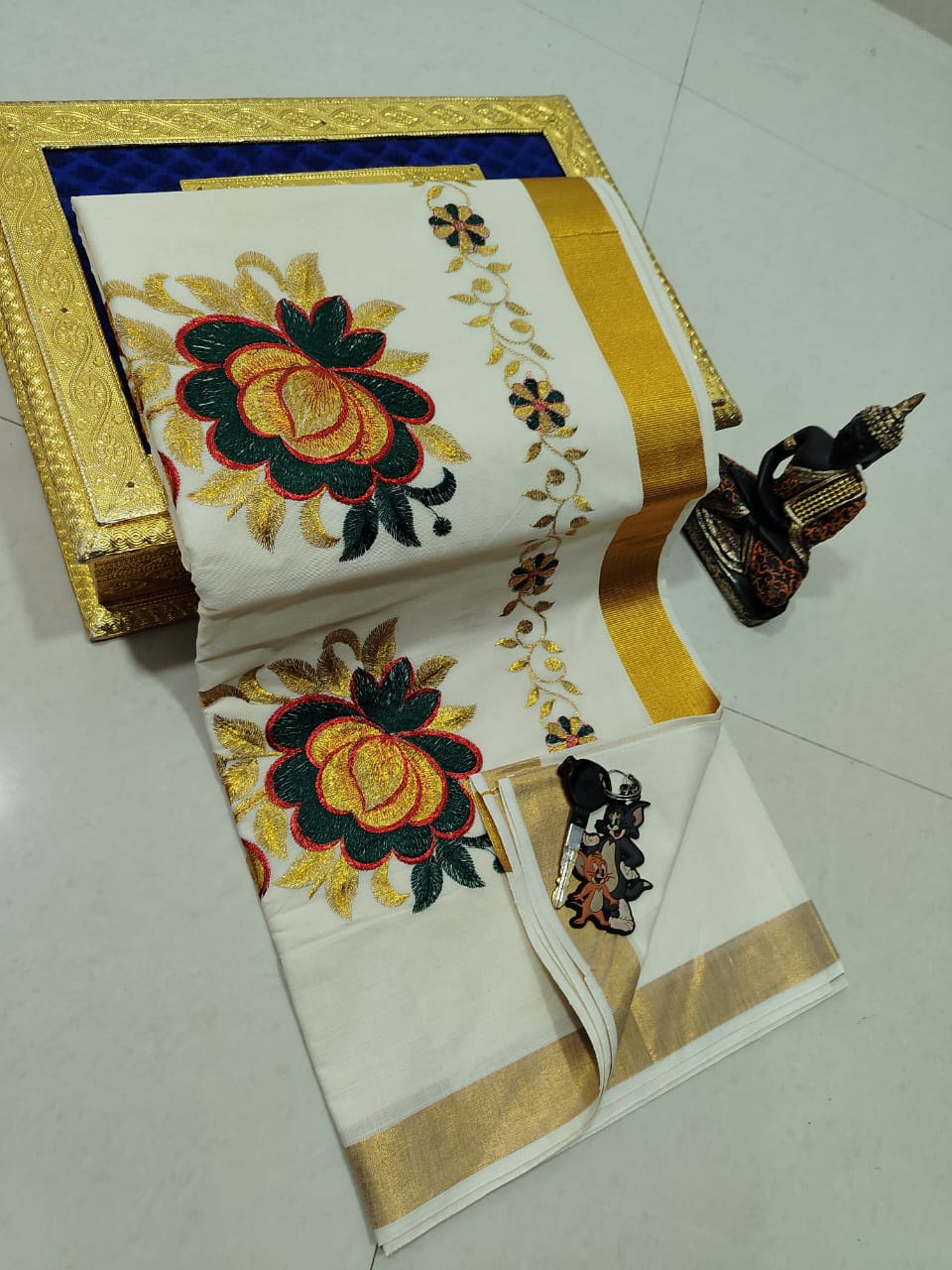 Kerala Cotton Saree with Embroidery