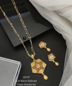 AD Micro Gold Delicate Chain Pendant Set