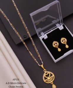 AD Micro Gold Delicate Chain Pendant Set