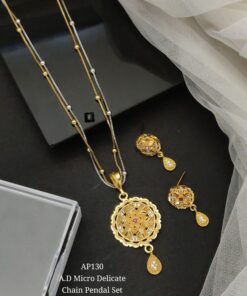 AD Micro Gold Delicate Chain Pendant Set