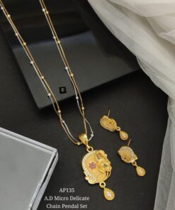 AD Micro Gold Delicate Chain Pendant Set