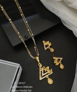 AD Micro Gold Delicate Chain Pendant Set