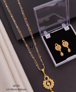 AD Micro Gold Delicate Chain Pendant Set