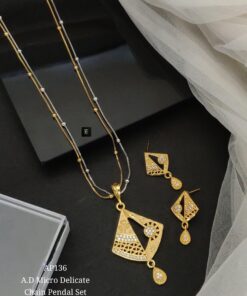 AD Micro Gold Delicate Chain Pendant Set
