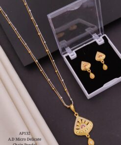 AD Micro Gold Delicate Chain Pendant Set
