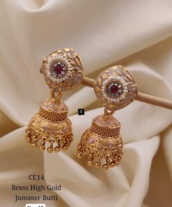 Brass High Gold Jumka Butti Earrings