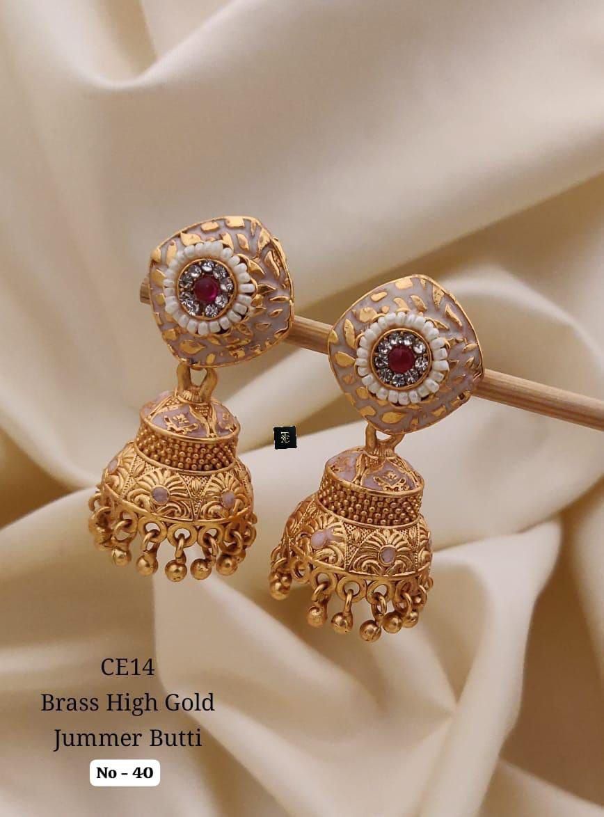 Brass High Gold Jumka Butti Earrings