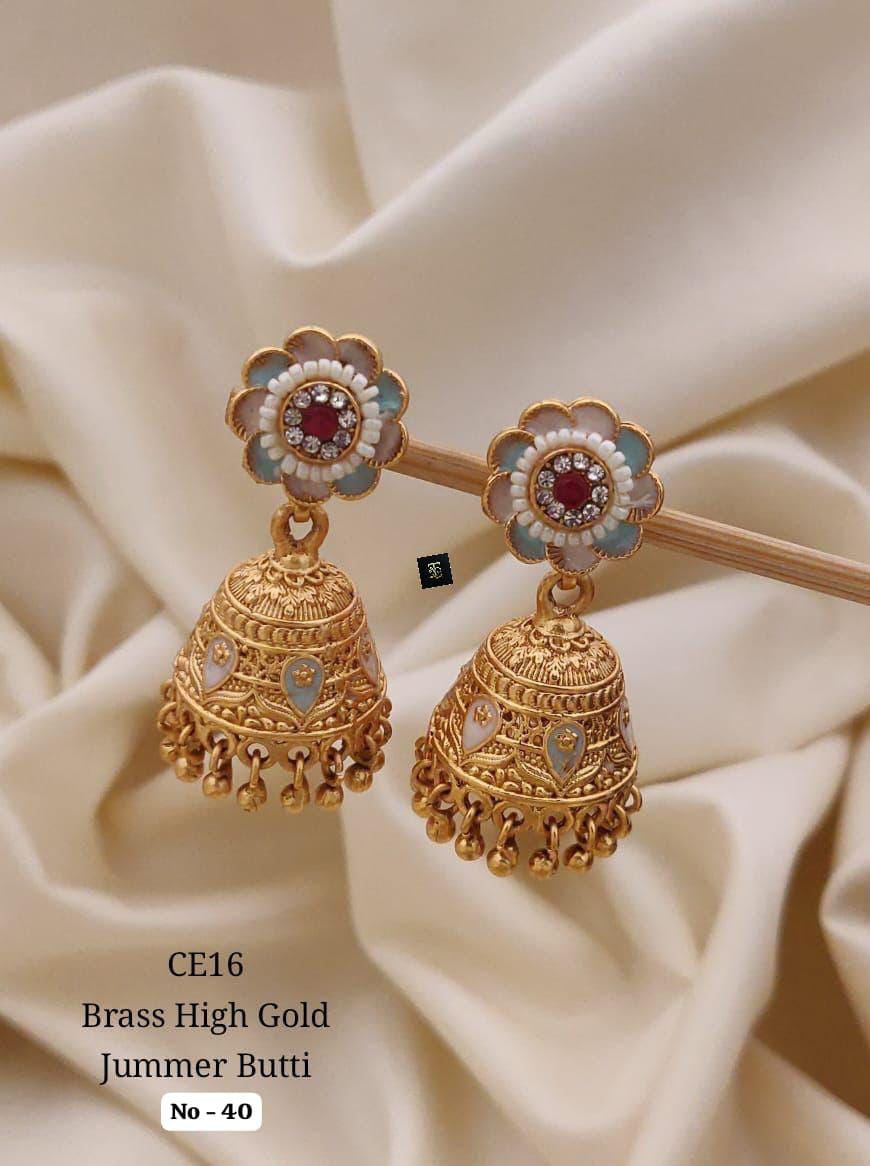 Brass High Gold Jumka Butti Earrings