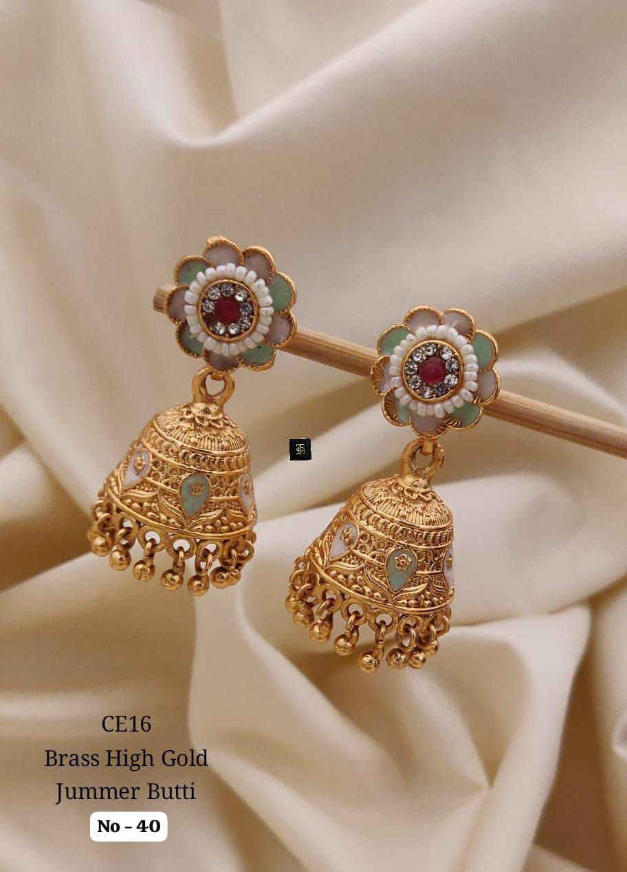 Brass High Gold Jumka Butti Earrings