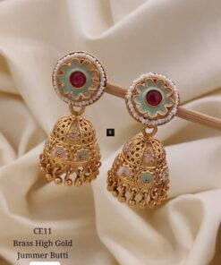 Brass High Gold Jumka Butti Earrings
