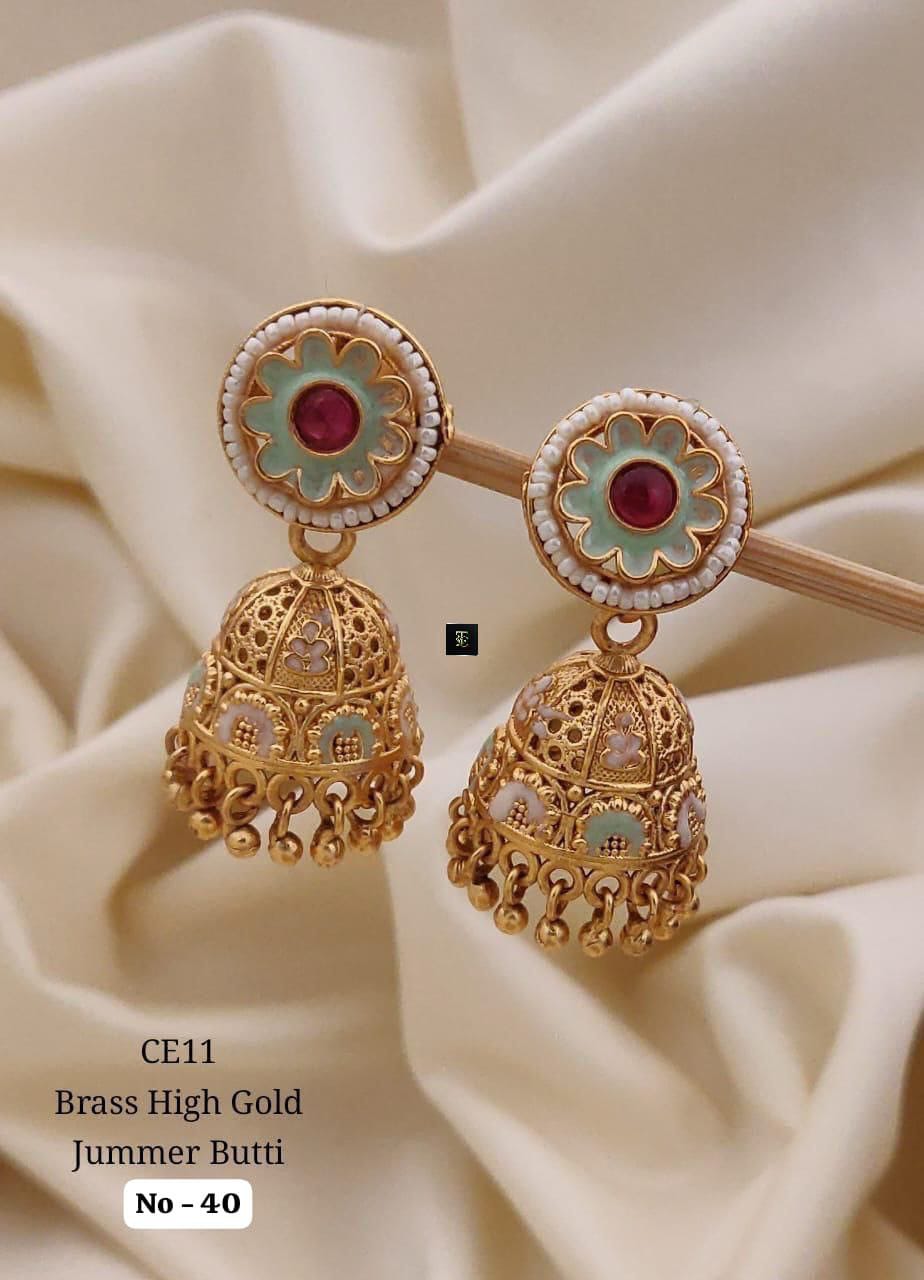Brass High Gold Jumka Butti Earrings