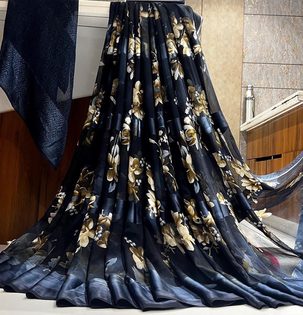 Forever Hit n Trending Satin Patta Saree - Image 2
