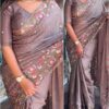 Stunning Cut Work Visca Slub Silk Saree