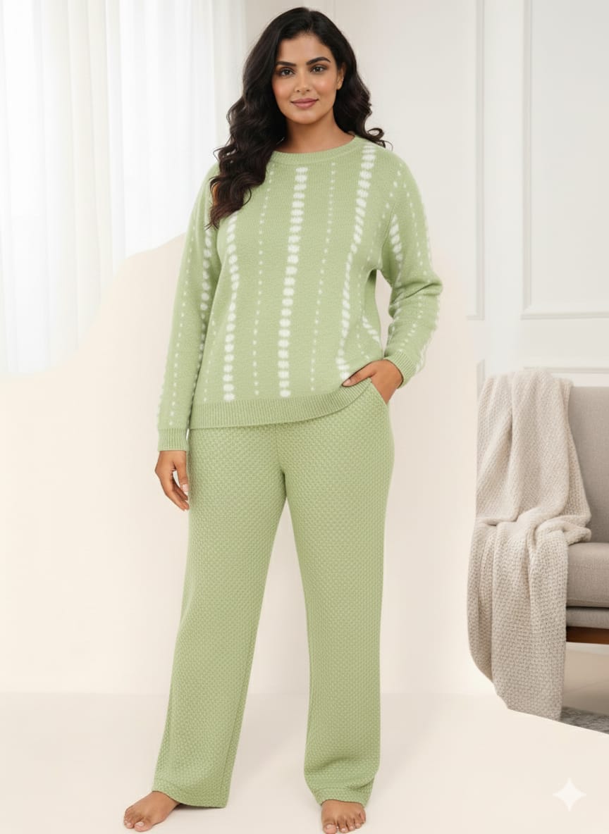 Soft wool-knitted winter coord set