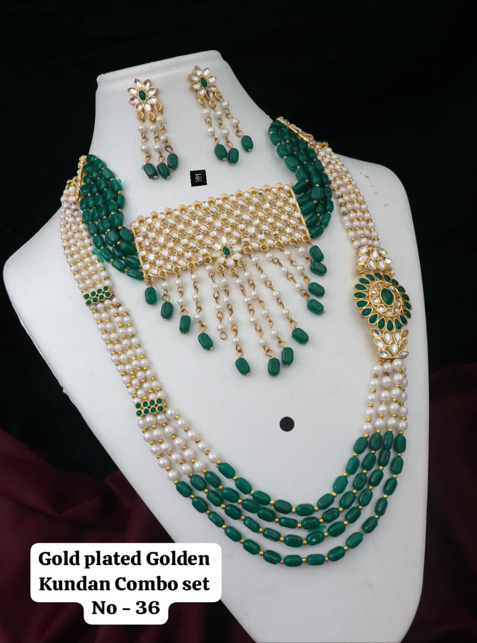 Gold-Plated Kundan Combo Set