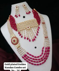 Gold-Plated Kundan Combo Set