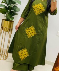 Alternative view of Designer Dabu cotton kurti pant set