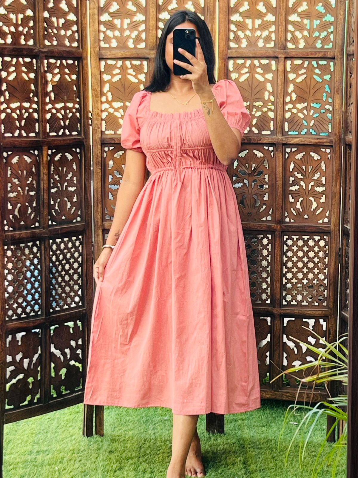 3d floral dress midi English Factory