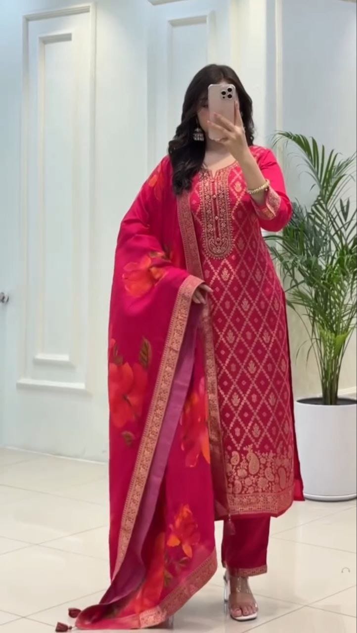 Banarasi silk suit set - Image 2