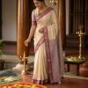 Pure Mul cotton  with kanchi border saree