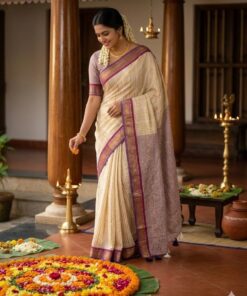 Pure Mul cotton  with kanchi border saree