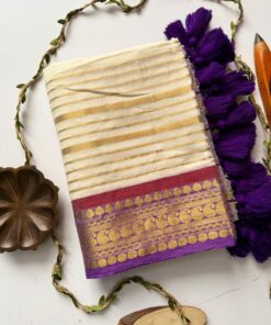 Alternative view of Pure Mul cotton  with kanchi border saree