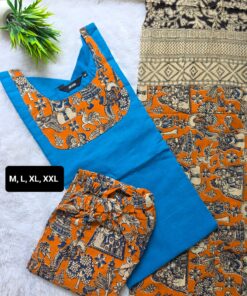 Alternative view of Kalamkari Cotton Kurti Set with Lining, Bottom & Dupatta