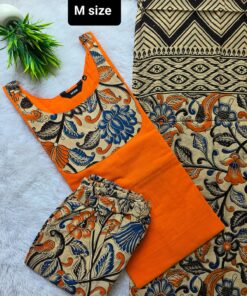 Kalamkari Cotton Kurti Set with Lining, Bottom & Dupatta